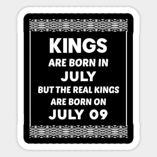 Birthday King White July 09 9th Sticker